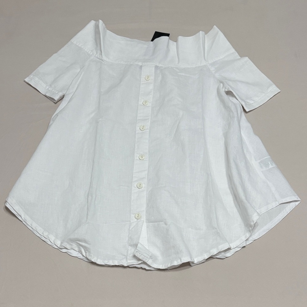 Elegant White Off-Shoulder Button-Down Shirt